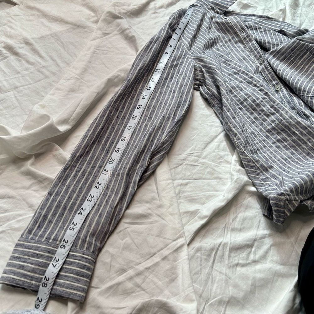 Lucky Brand Womens Striped Chambray Top Large Modern Casual Minimalist NWT - Picture 10 of 13